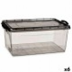 Кутия за Съхранение с Капак Антрацит Пластмаса 22 L 32 x 20,5 x 50 cm (6 броя) - Кутии, Органайзери и Други продукти за съхранение