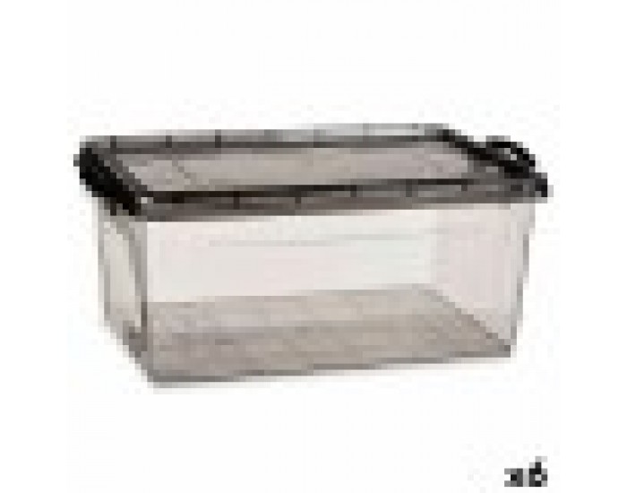 Кутия за Съхранение с Капак Антрацит Пластмаса 22 L 32 x 20,5 x 50 cm (6 броя)