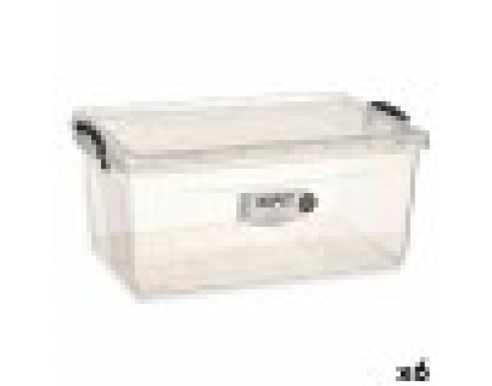 Кутия за Съхранение с Капак Прозрачен Пластмаса 22 L 32 x 20,5 x 50 cm (6 броя)