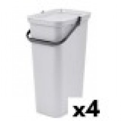 Кошче за Рециклирани Отпадъци Tontarelli Moda 38 L Бял (4 броя) - Кутии, Органайзери и Други продукти за съхранение