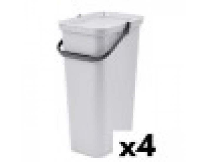 Кошче за Рециклирани Отпадъци Tontarelli Moda 38 L Бял (4 броя)