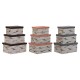 Комплект Кутии за Подреждане една върху друга DKD Home Decor Кафяв Сив Оранжев полиестер (40 x 30 x 20 cm) (3 броя)