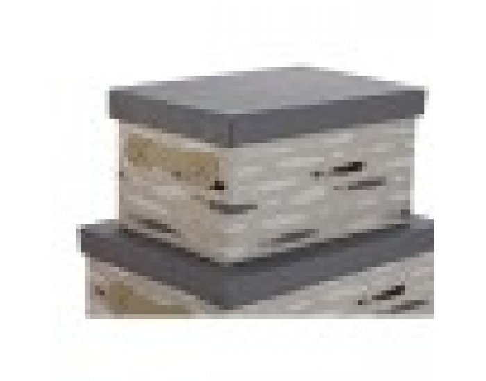 Комплект Кутии за Подреждане една върху друга DKD Home Decor Кафяв Сив Оранжев полиестер (40 x 30 x 20 cm) (3 броя)