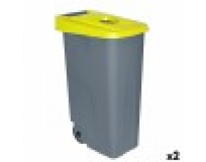 Кош за Боклук с Колела Denox 85 L Жълт 58 x 41 x 76 cm