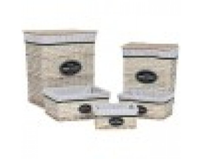 Кош за Мръсни Дрехи Home ESPRIT Бял Кафяв Черен Сив Естествен плетена ракита Shabby Chic 47 x 35 x 55 cm 5 Части