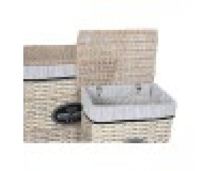 Кош за Мръсни Дрехи Home ESPRIT Бял Кафяв Черен Сив Естествен плетена ракита Shabby Chic 47 x 35 x 55 cm 5 Части