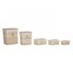 Игра на Кошници Home ESPRIT Зелен Бежов Естествен плетена ракита 47 x 35 x 55 cm 5 Части - Кутии, Органайзери и Други продукти за съхранение