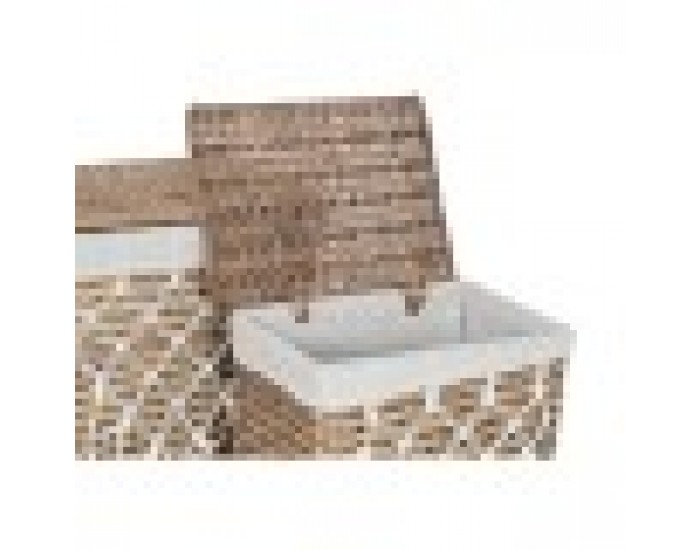 Кош за Мръсни Дрехи Home ESPRIT Бял Естествен плетена ракита Shabby Chic 47 x 35 x 55 cm 5 Части