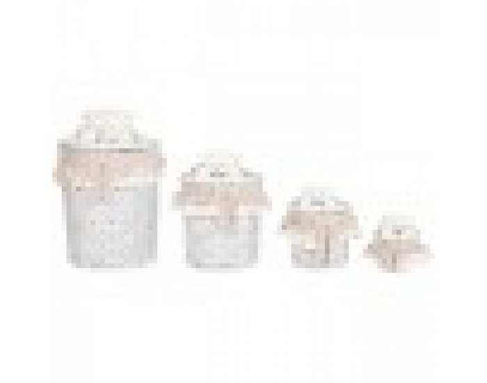 Кош за Мръсни Дрехи Home ESPRIT Бял Бежов плетена ракита Shabby Chic 45 x 45 x 68 cm 4 Части