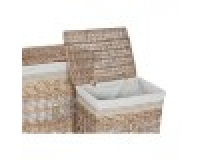 Кош за Мръсни Дрехи Home ESPRIT Бежов Естествен плетена ракита Shabby Chic 47 x 35 x 55 cm 5 Части