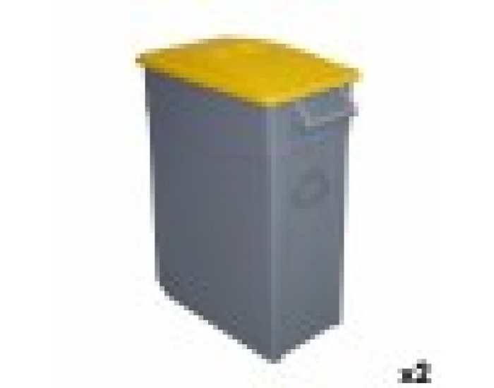 Кошче за Рециклирани Отпадъци Denox 65 L Жълт (2 броя)