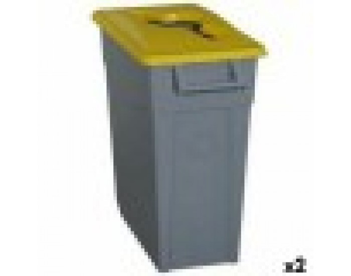 Кошче за Рециклирани Отпадъци Denox 65 L Жълт (2 броя) Кошче за Рециклирани Отпадъци Denox 65 L Жълт (2 броя)