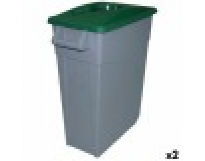 Кошче за Рециклирани Отпадъци Denox 65 L Зелен (2 броя)