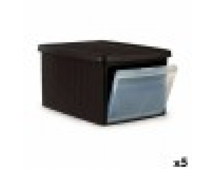 Кутия за Съхранение с Капак Stefanplast Elegance Külg Кафяв Пластмаса 29 x 21 x 39 cm (5 броя)