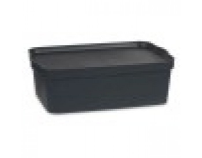 Кутия за Съхранение с Капак Антрацит Пластмаса 14 L 29,5 x 14,3 x 45 cm (12 броя)