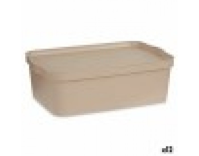 Кутия за Съхранение с Капак Бежов Пластмаса 14 L 29,5 x 14,5 x 45 cm (12 броя)