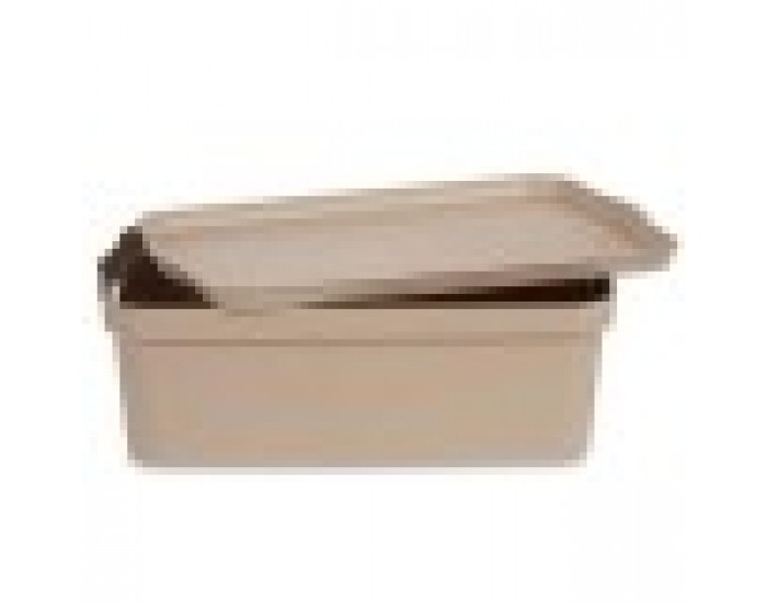 Кутия за Съхранение с Капак Бежов Пластмаса 14 L 29,5 x 14,5 x 45 cm (12 броя)