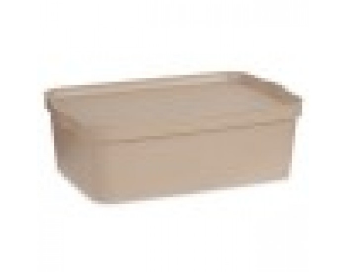 Кутия за Съхранение с Капак Бежов Пластмаса 14 L 29,5 x 14,5 x 45 cm (12 броя)