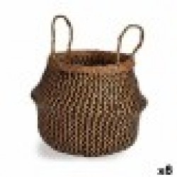 Декоративна Кошница Черен Естествен Тръстики 8 L 31 x 38 x 31 cm (8 броя) - Кутии, Органайзери и Други продукти за съхранение
