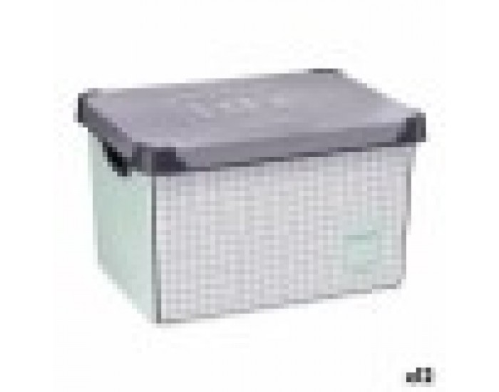 Кутия за Съхранение с Капак Home Кариран 22 L Сив Пластмаса 29 x 23,5 x 39 cm (12 броя)