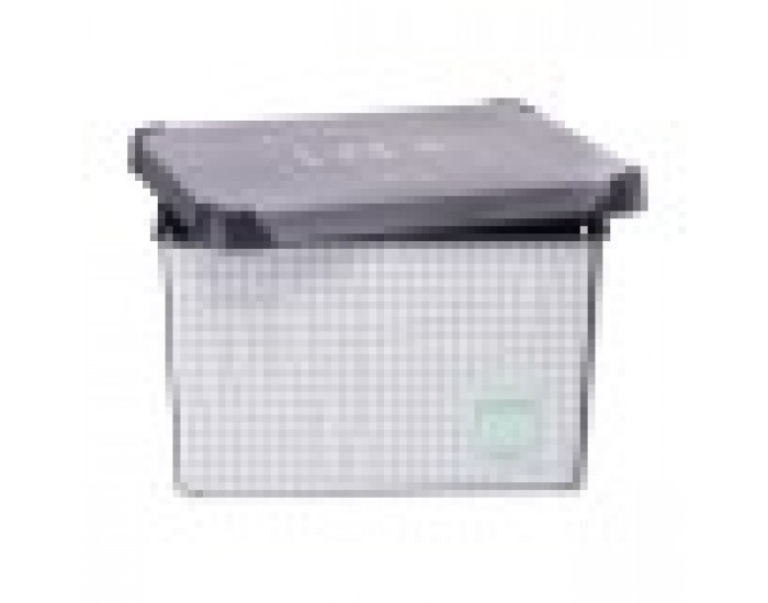 Кутия за Съхранение с Капак Home Кариран 22 L Сив Пластмаса 29 x 23,5 x 39 cm (12 броя)