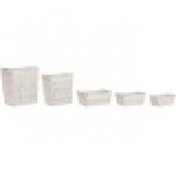 Кош за Мръсни Дрехи Home ESPRIT Бял Естествен Метал Shabby Chic 42 x 32 x 51 cm 5 Части - Кутии, Органайзери и Други продукти за съхранение