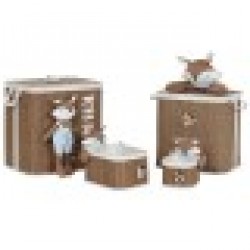 Кош за Мръсни Дрехи Home ESPRIT Син Кафяв Естествен Детски 44 x 44 x 45 cm 4 Части - Кутии, Органайзери и Други продукти за съхранение