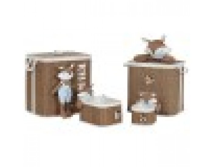 Кош за Мръсни Дрехи Home ESPRIT Син Кафяв Естествен Детски 44 x 44 x 45 cm 4 Части