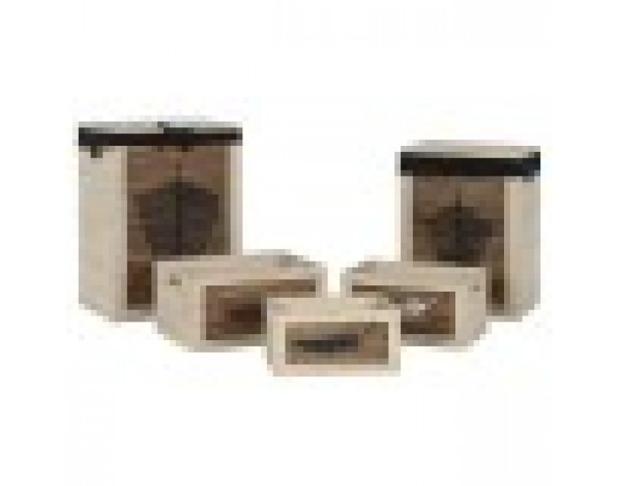 Кош за Мръсни Дрехи Home ESPRIT Черен Естествен Дървен 40 x 30 x 56 cm 5 Части