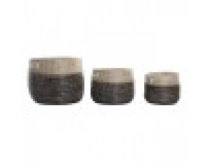 Игра на Кошници DKD Home Decor Естествен Сив Морска трева (3 pcs) (37 x 37 x 40 cm)
