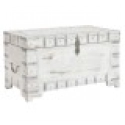 Сандък DKD Home Decor Бял Светло кафяв Дърво манго (78,7 x 43 x 45,7 cm) - Аксесоари