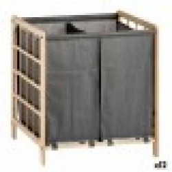 Кош за Мръсни Дрехи Кафяв Сив Дървен 30 L x 2 33 x 60 x 59,5 cm (12 броя) - Кутии, Органайзери и Други продукти за съхранение