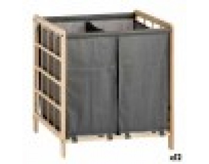 Кош за Мръсни Дрехи Кафяв Сив Дървен 30 L x 2 33 x 60 x 59,5 cm (12 броя)