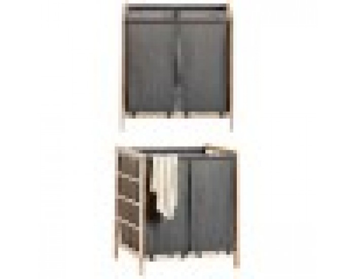 Кош за Мръсни Дрехи Кафяв Сив Дървен 30 L x 2 33 x 60 x 59,5 cm (12 броя)