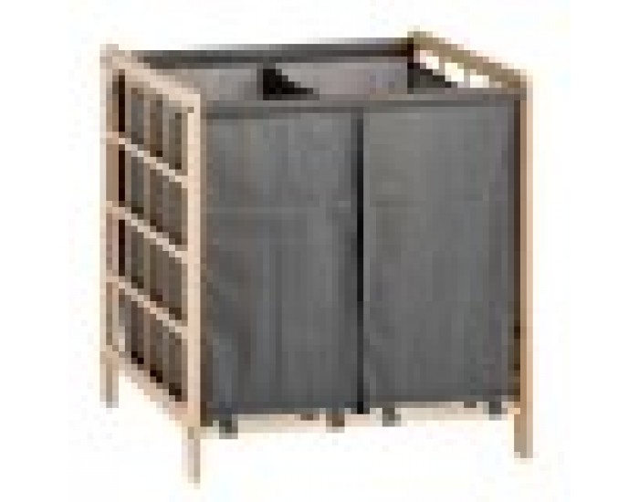 Кош за Мръсни Дрехи Кафяв Сив Дървен 30 L x 2 33 x 60 x 59,5 cm (12 броя)