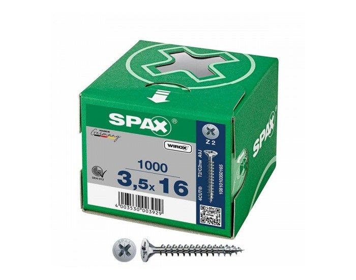 Кутия за винтове SPAX Wirox Z2 Плоска глава 3,5 x 16 mm 1000 Unidades Кутия за винтове SPAX Wirox Z2 Плоска глава 3,5 x 16 mm 1000 Unidades