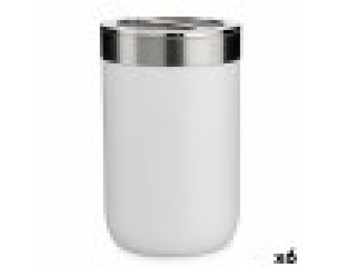 Поставка за четка за зъби Бял Сребрист Пластмаса 7,7 x 11,2 x 7,7 cm (6 броя)