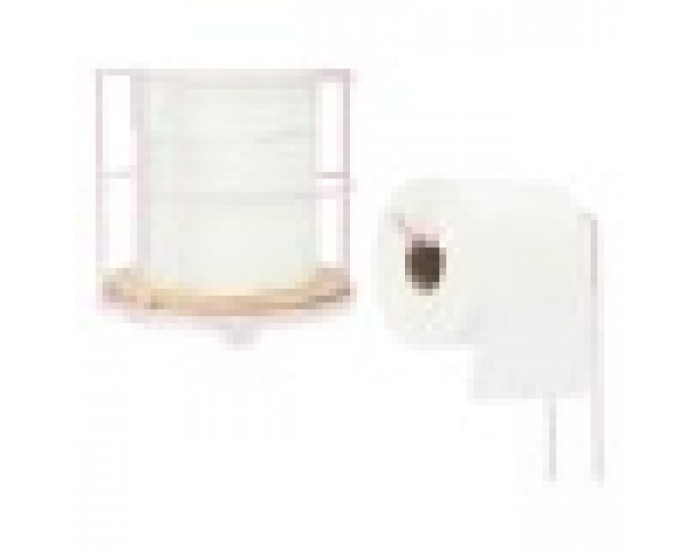 Поставка за Тоалетна Хартия Розов Метал Бамбук 16,5 x 63,5 x 16,5 cm (4 броя)