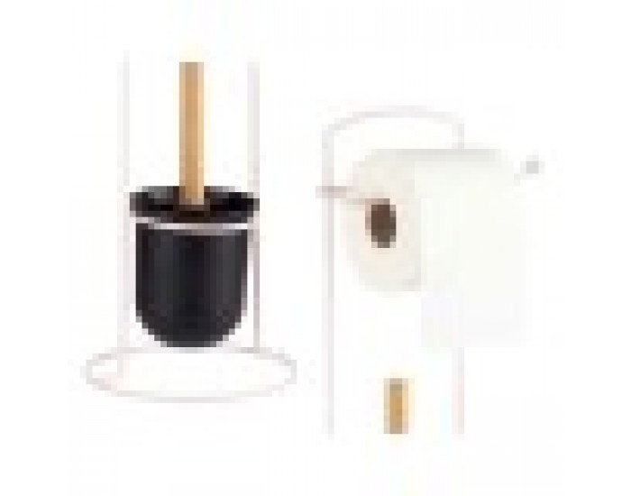 Поставка за Тоалетна Хартия Розов Метал Бамбук 17 x 57 x 16,5 cm (6 броя)