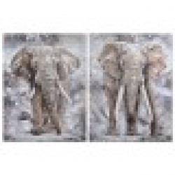 Картина Home ESPRIT Слон Колониален 90 x 3 x 120 cm (2 броя) - Дневна