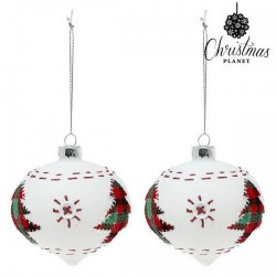 Коледни топки 8 cm (2 uds) Кристал Бял - Сезонни и Празнични Декорации