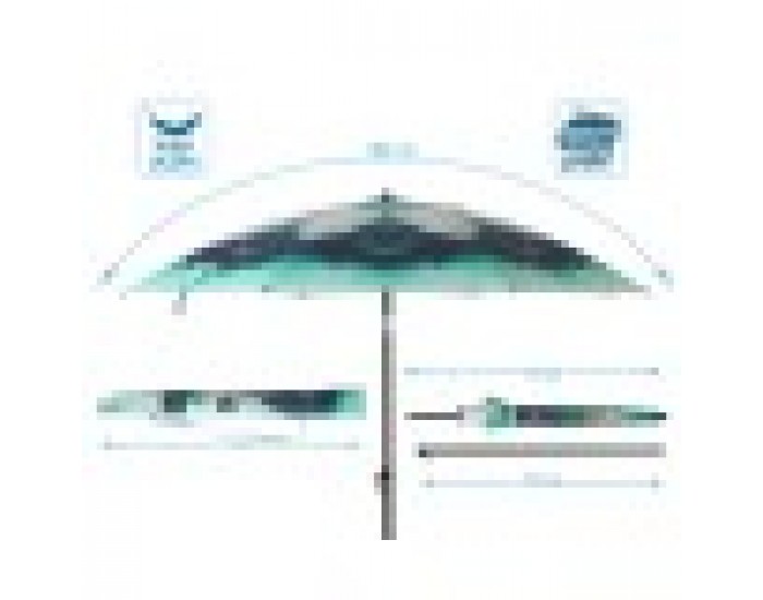 Плажен чадър Зелен Ø 180 cm SPF50+ Паун