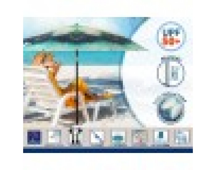 Плажен чадър Зелен Ø 180 cm SPF50+ Паун