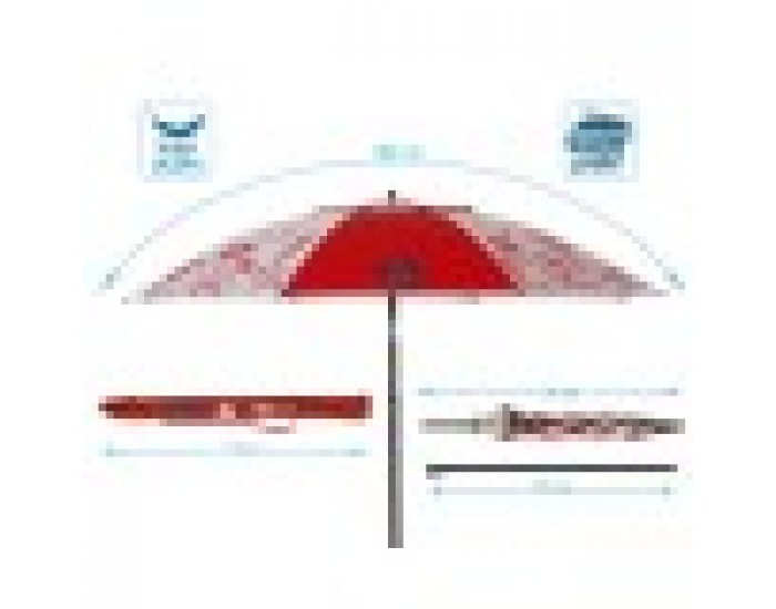 Плажен чадър Червен Ø 180 cm SPF50+ Военен