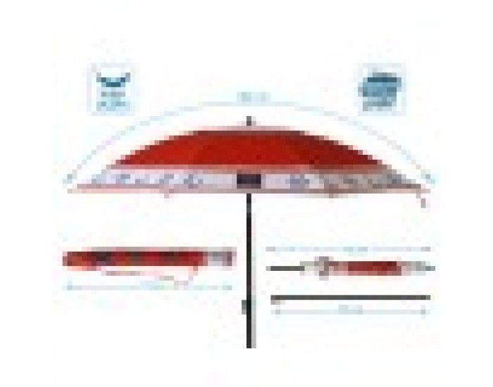 Плажен чадър Червен Ø 180 cm SPF50+ Котва