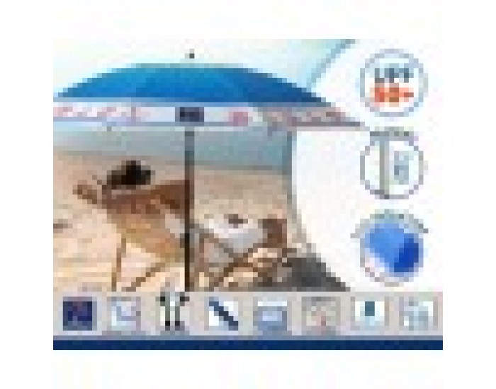 Плажен чадър Син Ø 200 cm SPF50+ Котва
