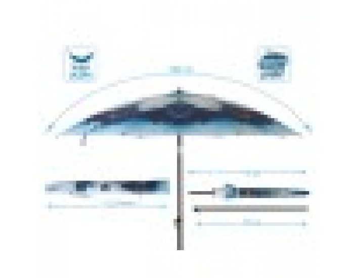 Плажен чадър Син Ø 200 cm SPF50+ Паун