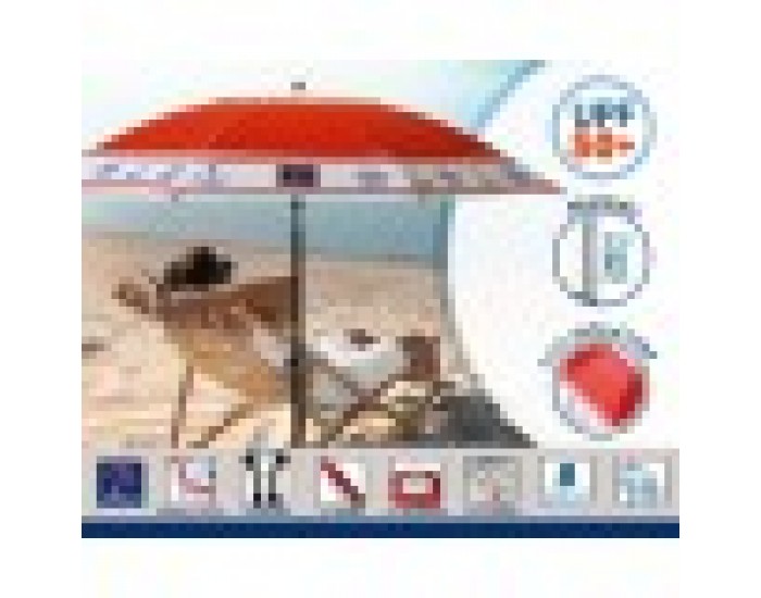 Плажен чадър Червен Ø 200 cm SPF50+ Котва