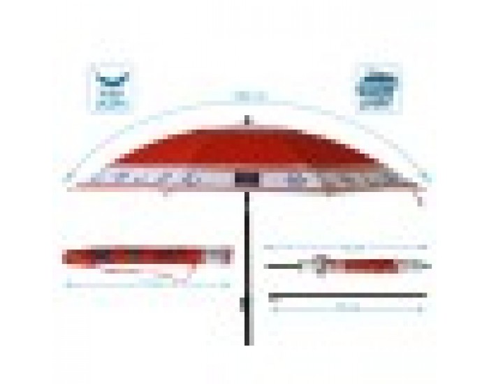 Плажен чадър Червен Ø 200 cm SPF50+ Котва