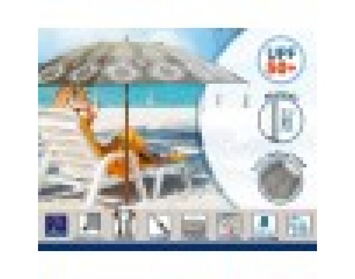 Плажен чадър Сив Ø 200 cm SPF50+ Boho Плажен чадър Сив Ø 200 cm SPF50+ Boho